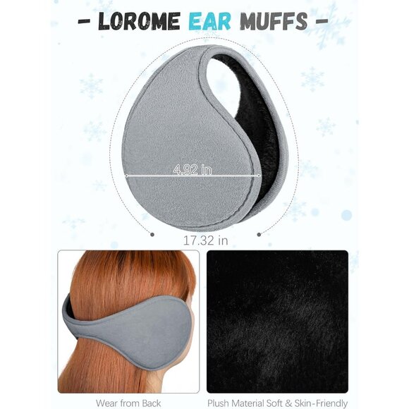 Women Light Gray Knit Beanie Hat, Gloves, Scarf & Ear Warmer Set - Wintervvvvvvv - Picture 4 of 6